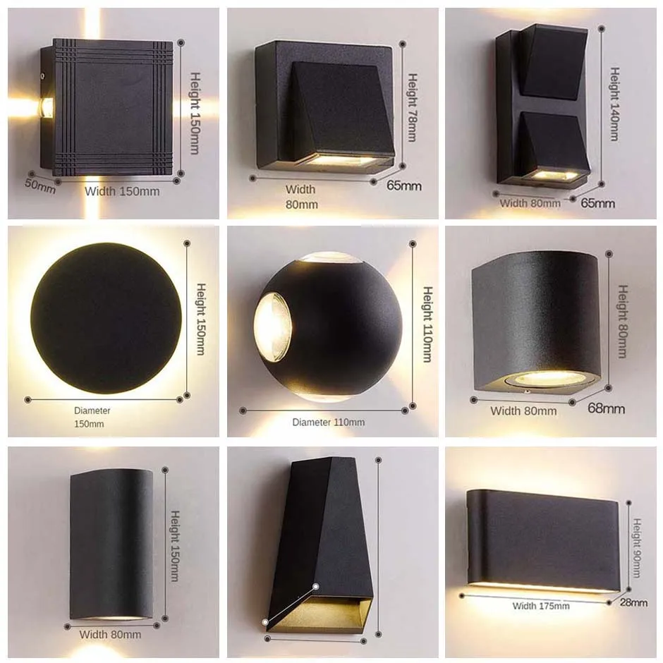 

Outdoor Wall Light Gardens Deco IP65 Waterproof Interior External Sconce Lamp Porch Lighting Gardening and Decoration AC85-260V