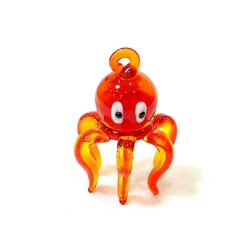 Charming Miniature Murano Glass Octopus Pendant & Marine Decor Ornament - About 3cm (Red)