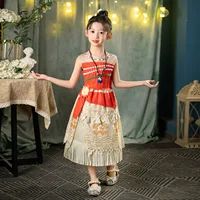 Robe de luxe Vaiana pour enfants, ensemble de costume d'actrice de film pour filles avec accessoires, robe de style polynésien pour fête à thème 5