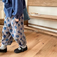 Autumn New Children Loose Trousers Vintage Flower Print Girls Harem Pants Baby Boys Casual Pants Cotton Baby Trousers Clothes 2