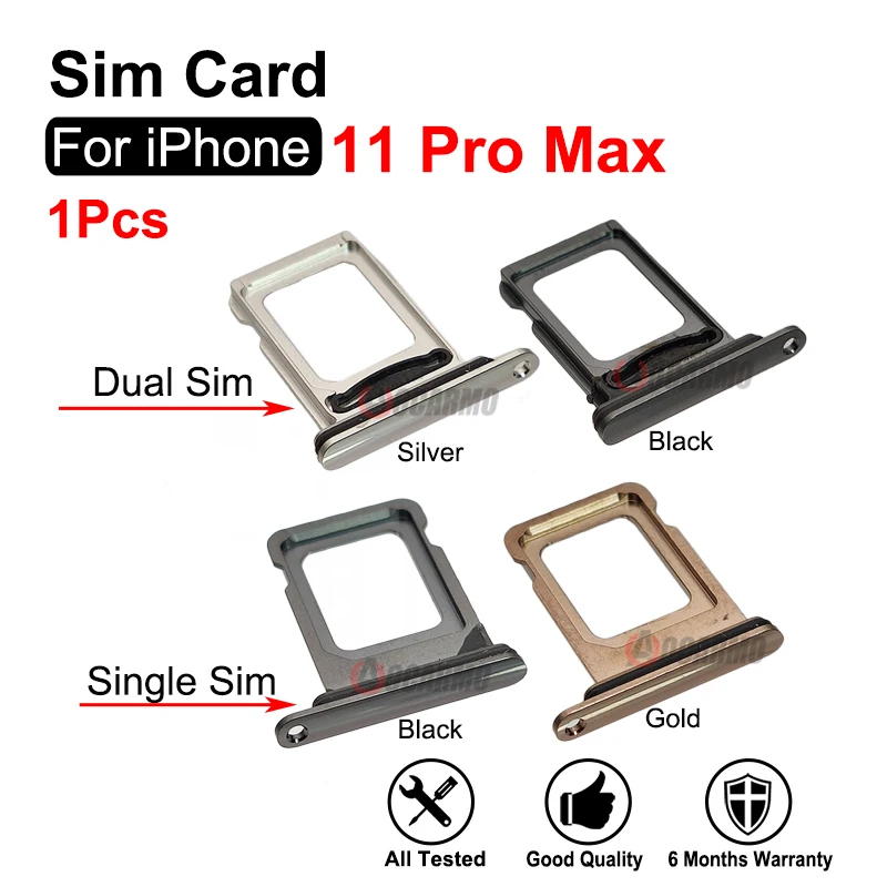 For iPhone 11 Pro Max SIM Card Single Dual Sim Tray Slot Replacement Part