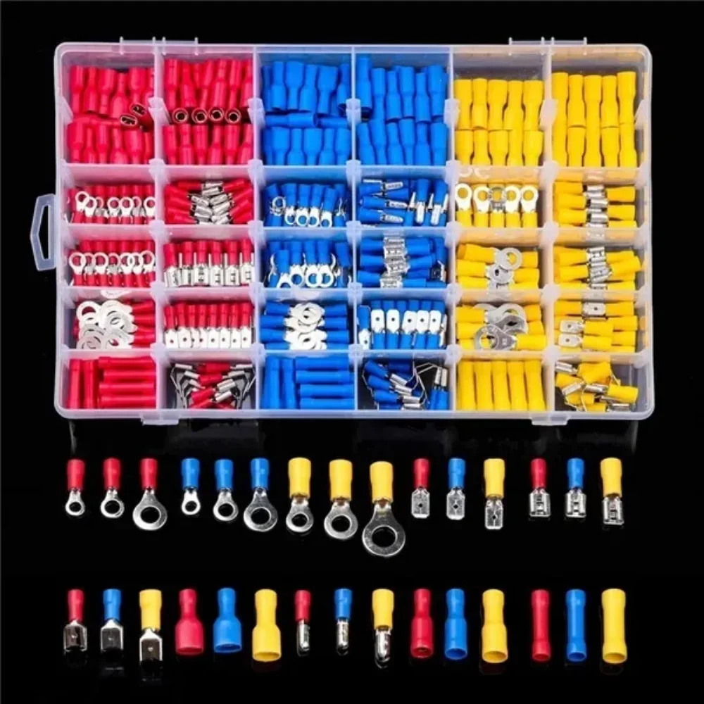 

720PCS Insulated Cable Connector Electrical Wire Assorted Crimp Spade Terminal Butt Ring Fork Set Ring Lugs Terminals Kit