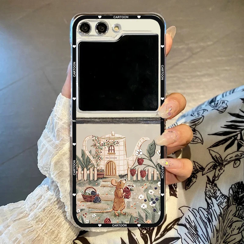 Korean Cute Animal Bear Fox Squirrel Clear Hard PC Folding Phone Case