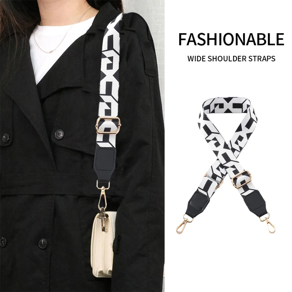 

Belt Backpack Accessories Nylon Fashion Black White Pattern With Leather Bag Parts High Quality Adjustable Bag Bandage Straps