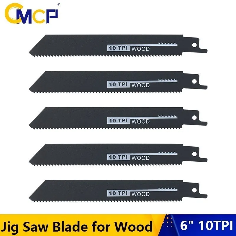 

CMCP Jig Saw Blade for Wood 6" 10TPI Wood Pruning Reciprocating Saw Blade Sharp Ground Teeth For Wood Fast Cutting