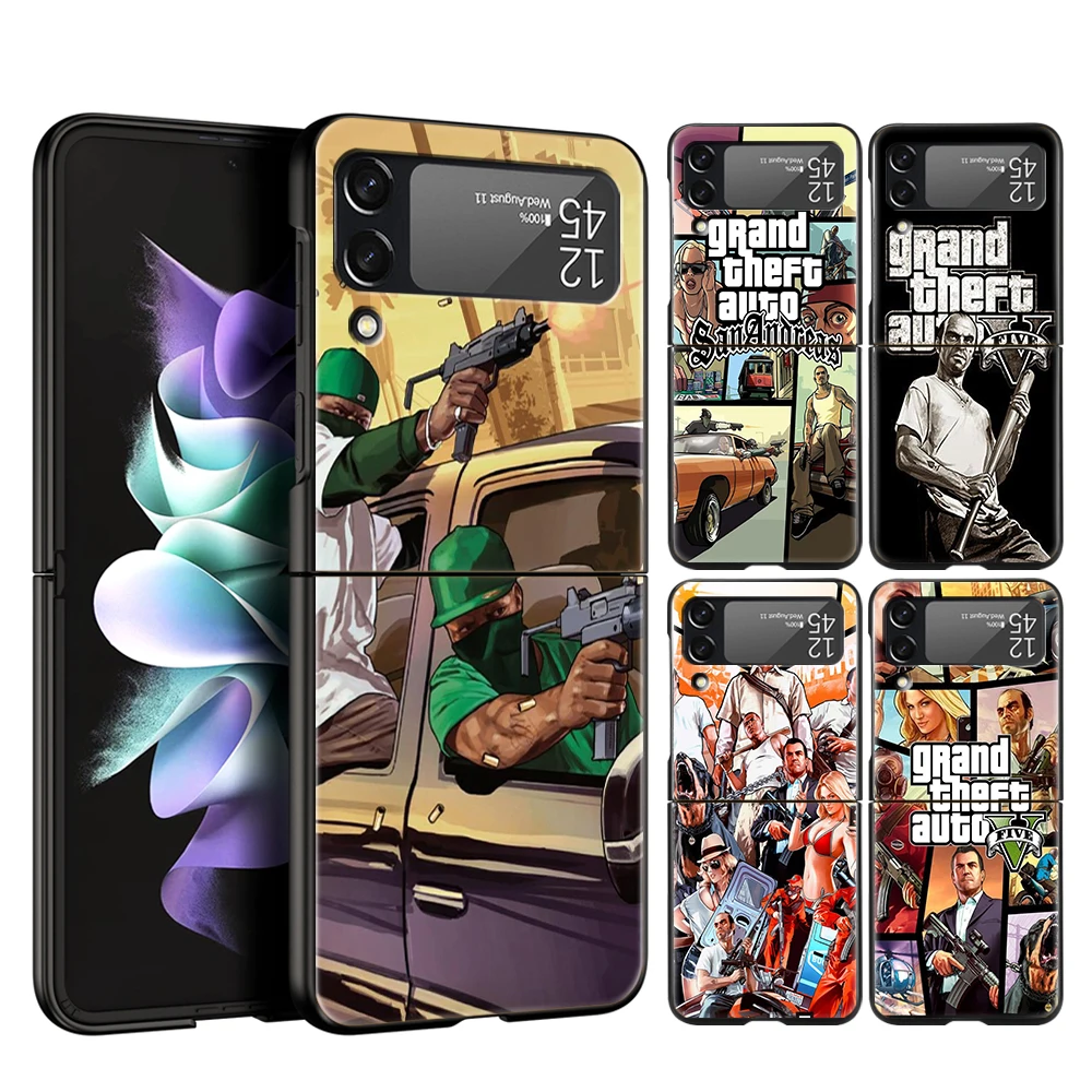 Grand Theft Auto Gta 5 Gioco Custodia Rigida Per Pc Per Samsung Galaxy Z Flip 4 5 Cover Nera Per Galaxy Z Flip 3 Custodie Pieghevoli Capas