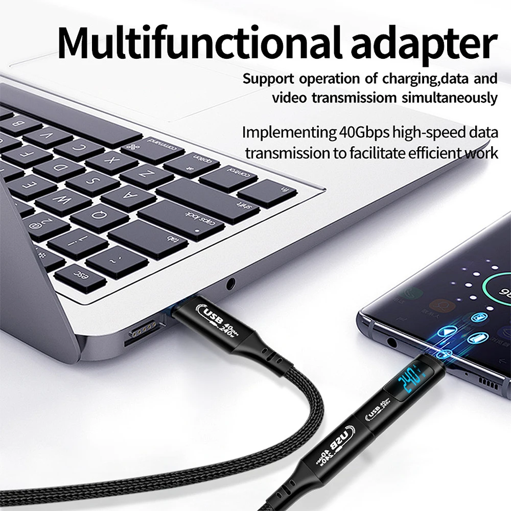 미니 USB4.0 LED 디지털 전압 테스터 전류 전력계 PD240W 고속 충전 어댑터(타입 C 인터페이스 5A DC 0-36V 포함)