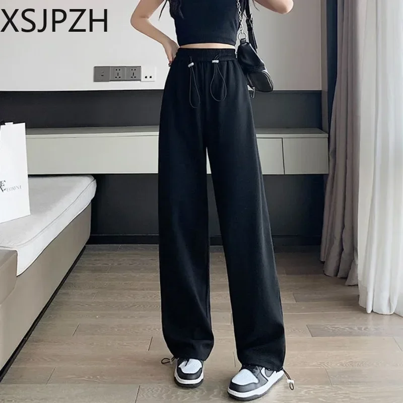 

Women Pants High Waisted Elasticed Slim Sweatpants 2023 Autumn Fashion Versatile Bundle Feet Drawstring Design Casual Trousers