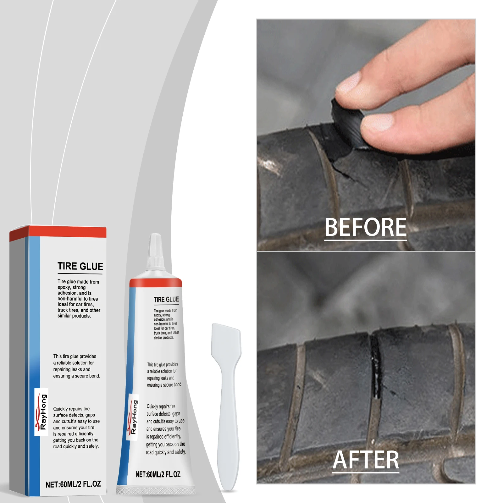 Tire Repair Kit for Repairing Car Tire Side Cracks, Scratches,Soft Repair Glue Prevent Oxidation, Fine Lines Cracks, Bulges