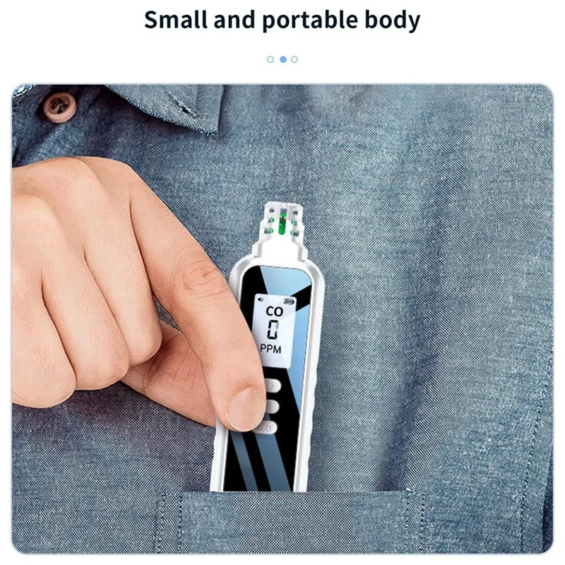 Portable Carbon Monoxide Detectors For Travel, LCD Display Handheld CO Detector With 2 AAA Batteries Powered, (White) Durable