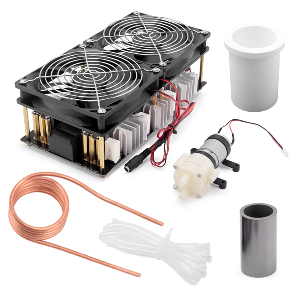 2500W Max 50A ZVS High Frequency Induction Heating Printed Circuit Board Coil Crucible Pump with Large Power Cooling Fans