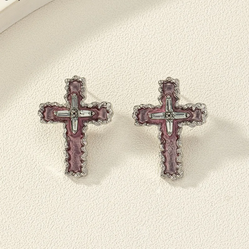 

Fashionable Loyal Cross Female Earrings Ear Clip Metal Texture High Quality Earrings Jewelry Stud Earrings