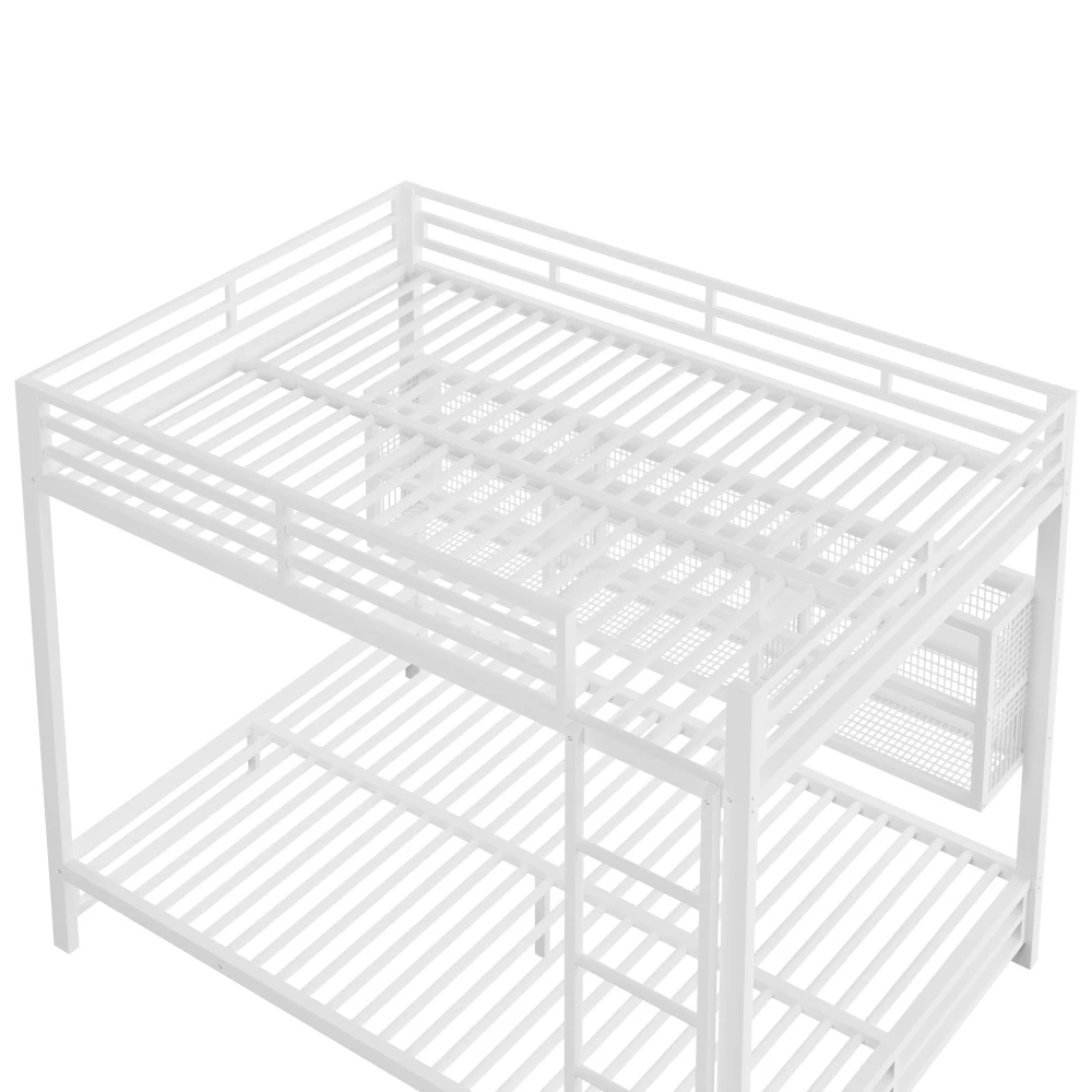 140 x 200 cm großes modernes Etagenbett mit 6 Aufbewahrungsschränken und LED-Lichtern, Babybett aus Metall mit Geländer, geeignet für Kinderzimmer – Detail 34