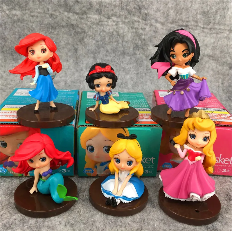 6 Pz/Set Disney Princess Figure Toys Biancaneve Sofia Belle Cenerentola Toys Dolls Alice Anna Sleeping Beauty Dress Gift