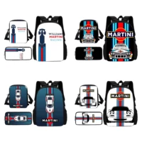 Child Racing Martini Stripe School Backpack With Shoulder Bag Pencil Bags School Bags for Boys Girls Best Gift