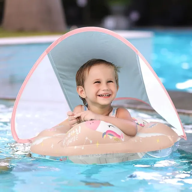 Flotteur de natation gonflable pour bébé, avec auvent, anneau pour bébé, accessoires de piscine pour enfants, jouets de bain circulaires d'été 6