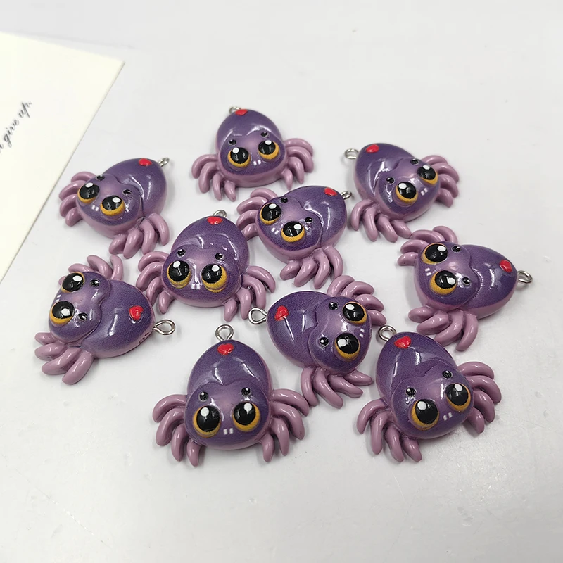 10pcs 축제 할로윈 하트 쥬얼리에 대 한 거미 매력 Kawaii 동물 수 지 펜 던 트 Flatback DIY 키 체인 C1034 만들기
