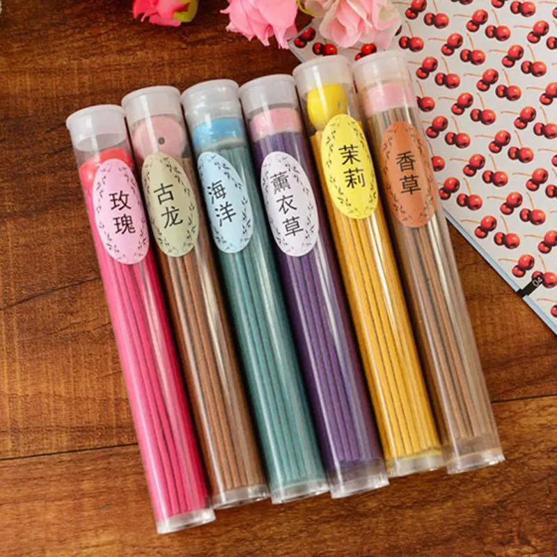 Incense Sticks 60Sticks Incense Burner Natural Aroma Purifying Air Lavender Rose Freshener Aromatherapy Meditation Household
