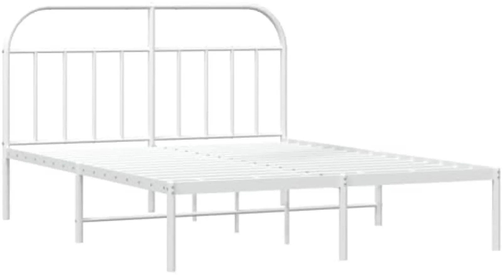 Metal Bed Frame Without Mattress with Headboard White Sleek Platform Bed Supportive Mattress Base ﻿ Bedstead  59.1"x78.7"