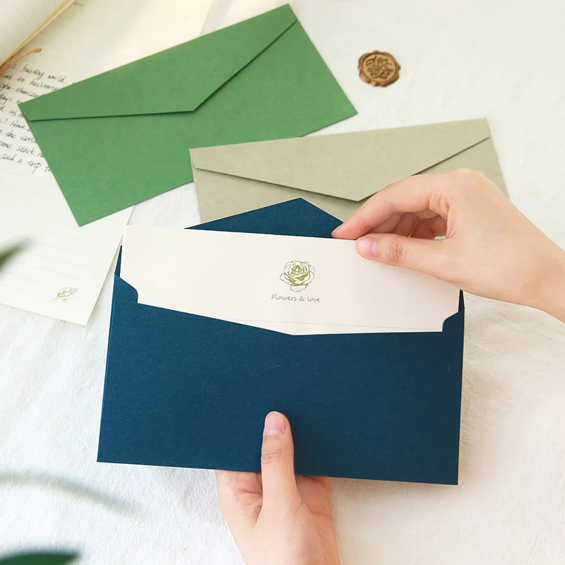 Kraft Paper Envelopes 50pcs/lot 22x11CM Kraft Paper Vintage Envelope Wax Seal For Wedding Invitations Greeting Cards Festival Blessing Letter Western