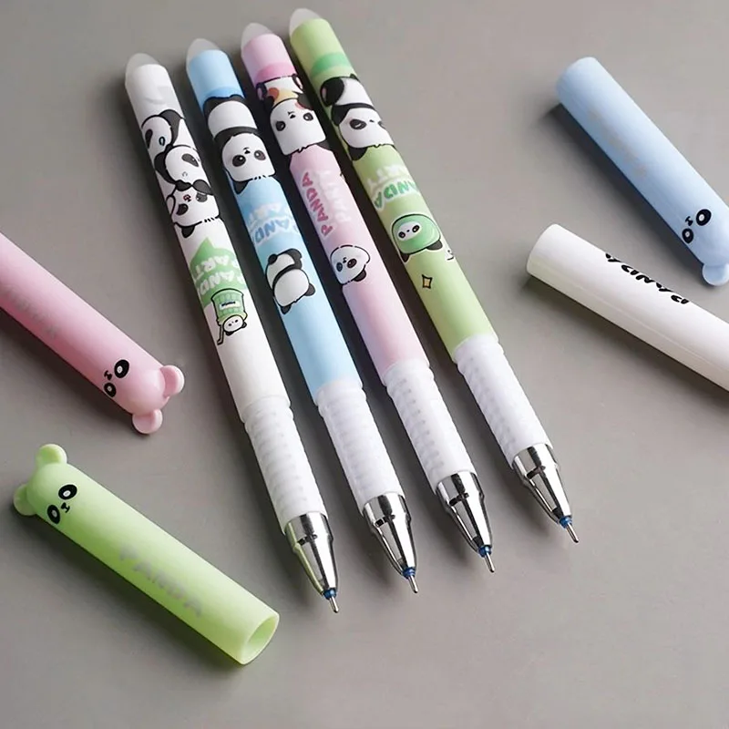 Astronaut Panda 16pcs/mix Erasable Pen 0.5mm Fine Point Friction Pens with Erasers Black Blue Ink School Writing Stationery 6