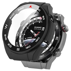 Premium PC + Tempered Glass Film Case for Smartwatch - Anti - Scratch Bumper Protective Full Cover (Black)