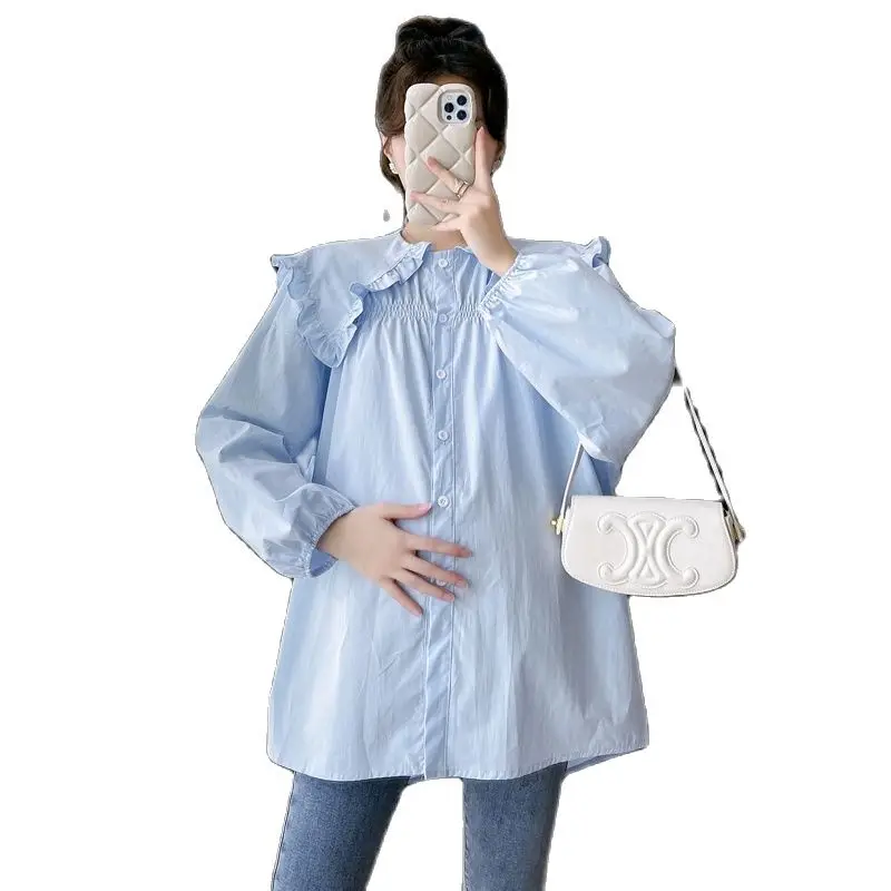 Maternity Tops Spring Cotton Blouses Pregnancy Loose Shirts