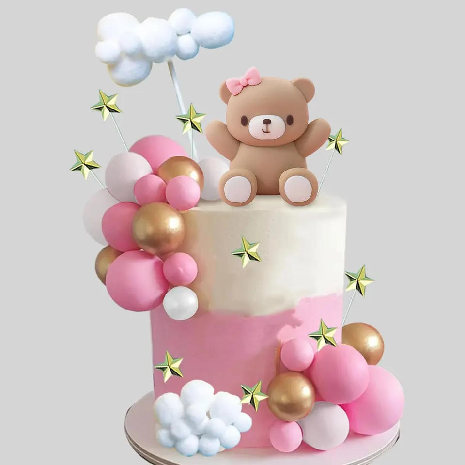 24 Topper Orso Per Cupcake + 100 Coriandoli | Baby Shower E Compleanno, Decorazioni In Carta Per Torte E Feste