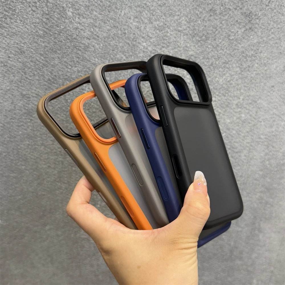 Sleek Translucent Phone Case with Air Camera Control Button - Durable Acrylic TPU Hybrid Armor Mat Cover
