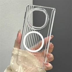Magnetische Matte Transparante Stripe Slim Telefoonhoes - Stijlvolle PC Harde Hoes