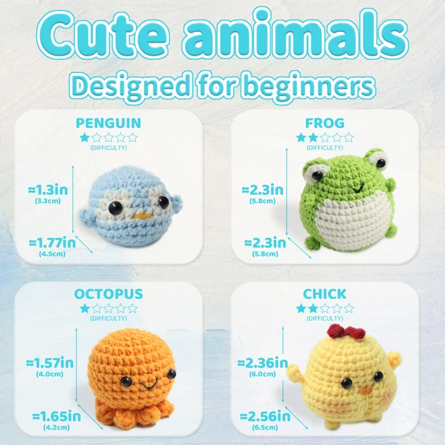 Animal sery Crochet Kit for Beginners Crochet Starter SET ,DIY Crochet Kit For Beginners,Crocheting Knitting Kit Step-by-Step 2