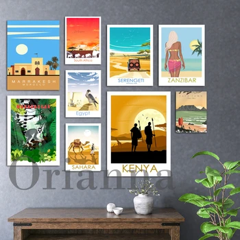 말리 이집트 카이로 마다가스카르 세렝게티 모로코 사하라 마라케시 잔지바르 튀니지 케냐 남아프리카 케이프 여행 인쇄 포스터 선물 상품 이미지