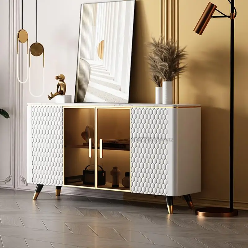 Light Rock Plate Sideboard Modern Simple Living Room Restaurant Porch Wine Cabinet Exquisite Decorative Lockers