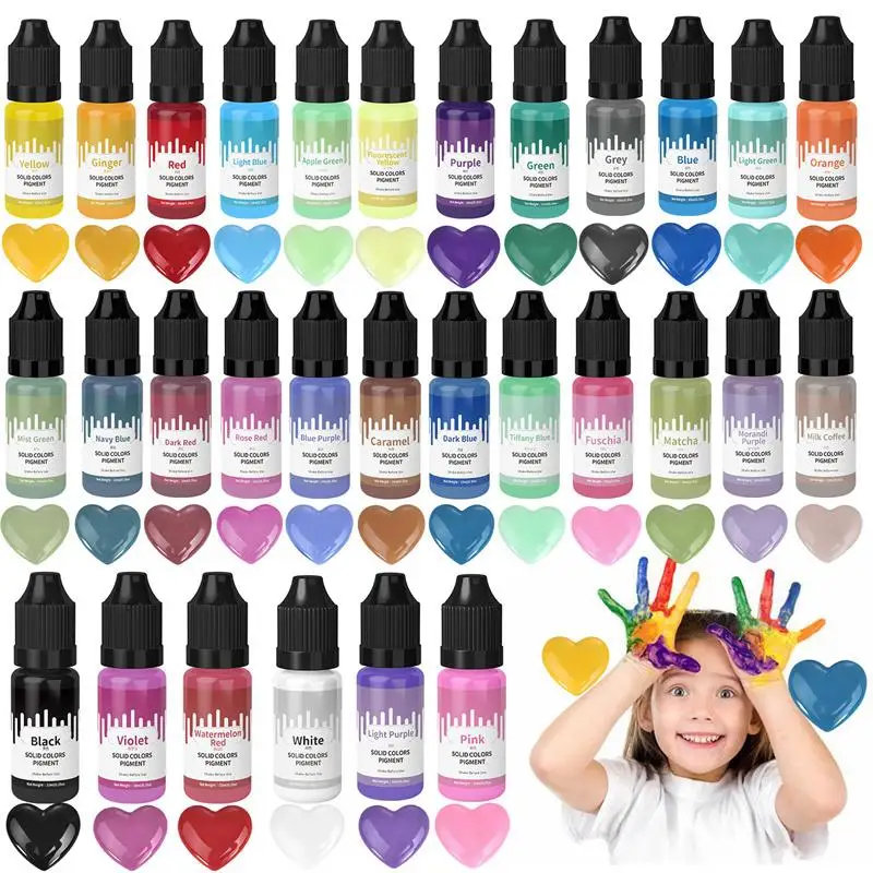 Description Picture 2 of item28Colors 10ml Solid Colors Pigment Essence Handmade Soap Dye Crystal Resin Colorant DIY UV Epoxy Resin Jewelry Making Pigment