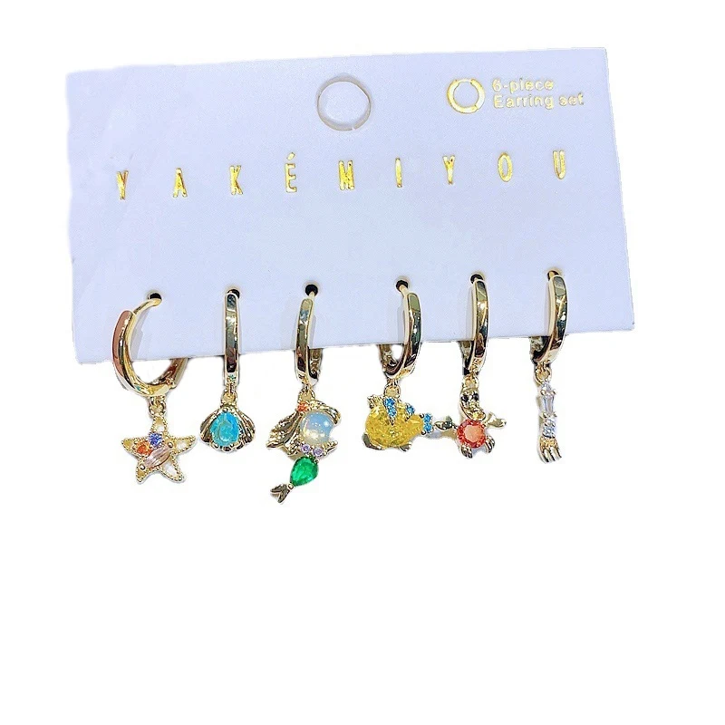 MIGGA Dangle Earrings Set Multicolor Cubic Zircon Fairy Tale Design Women Girls Party Gift Jewelry