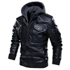 Man Winter Thick Warm Vintage Hooded Collar Club Bomber Leather Coats chaqueta Motorcycle Jacket Men Casual PU Leather Jackets 2