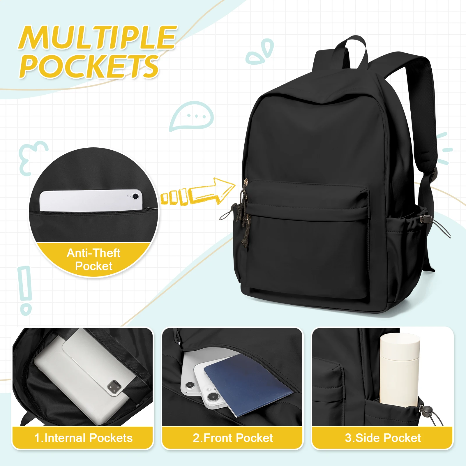 Girls' School Backpack Laptop Backpack For College Women Men, Middle High School Teen Girls School Bag Bookbag Travel Daypack