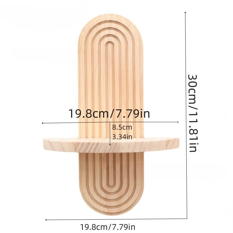 1Pc Wooden Wall Mounted Shelves, Boho Style Rack, Modern Home Decor for Living Room, Bathroom Display Decoration