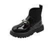 Girls Leather Boots Metal Chains Flying Woven Stitching Princess Boots 2024 Fashion Socks Boots Kids Leather Soft Boots Children 3