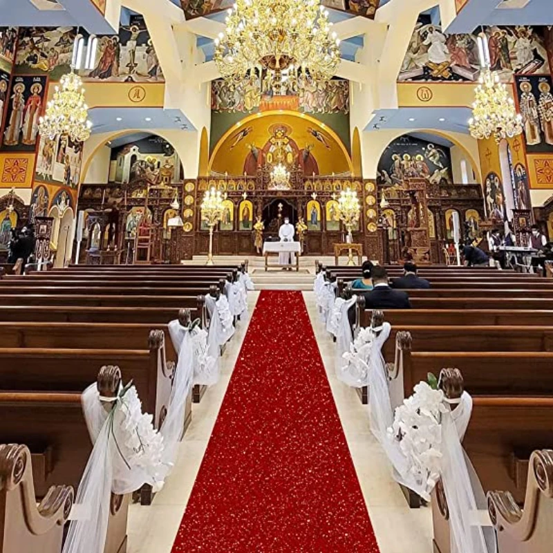 Shiny Red Carpet Runway 1mm thick for Christmas Thanksgiving outdoor accessories wedding party hall 1.2 x 7 meters wedding carpet