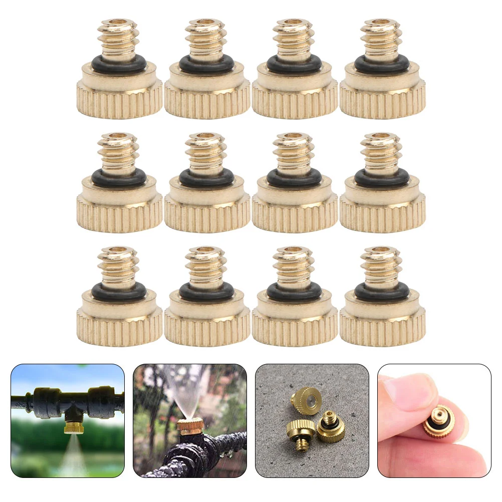 

12 Pcs Atomizing Nozzle An Fittings Misting Brass Sprayer Water Pipe Mister Stainless Steel for Hose Outdoor Garden