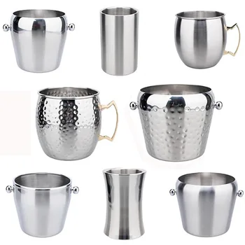 1-5L Stainless Steel 304 Ice Bucket with Handles, Inner Matte Outer Mirror Finish, Moscow Mule Style Wine Cooler Bin - with Box 1