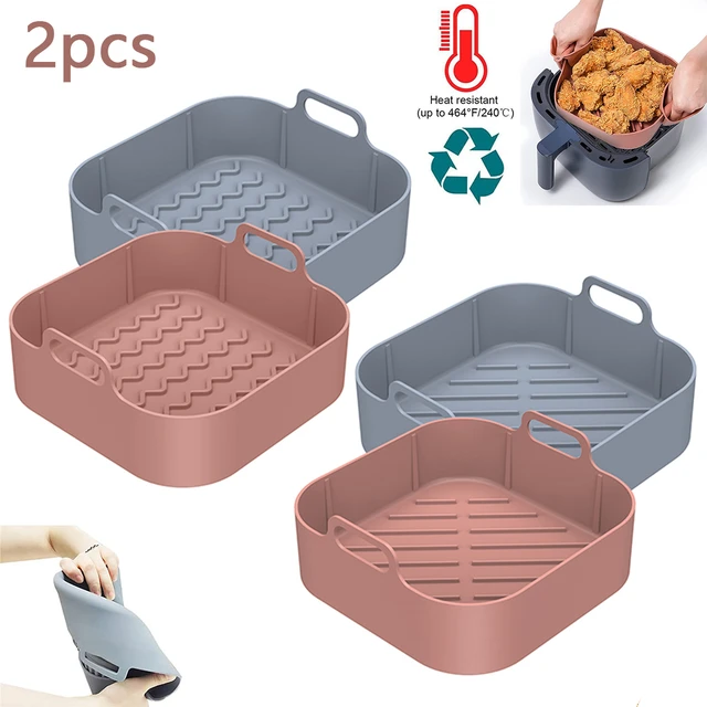 Accesorios para freidora de aire de 8 piezas, bandeja reutilizable para  hornear con mango, olla de silicona antiadherente para horno microondas -  AliExpress