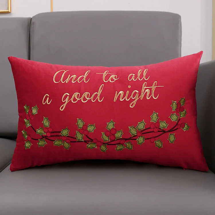 Christmas Decoration Cushion Cover 45x45cm 30x50cm Christmas Tree Snowflake Embroidery Pillow Case Red Green Square Pillow Cover