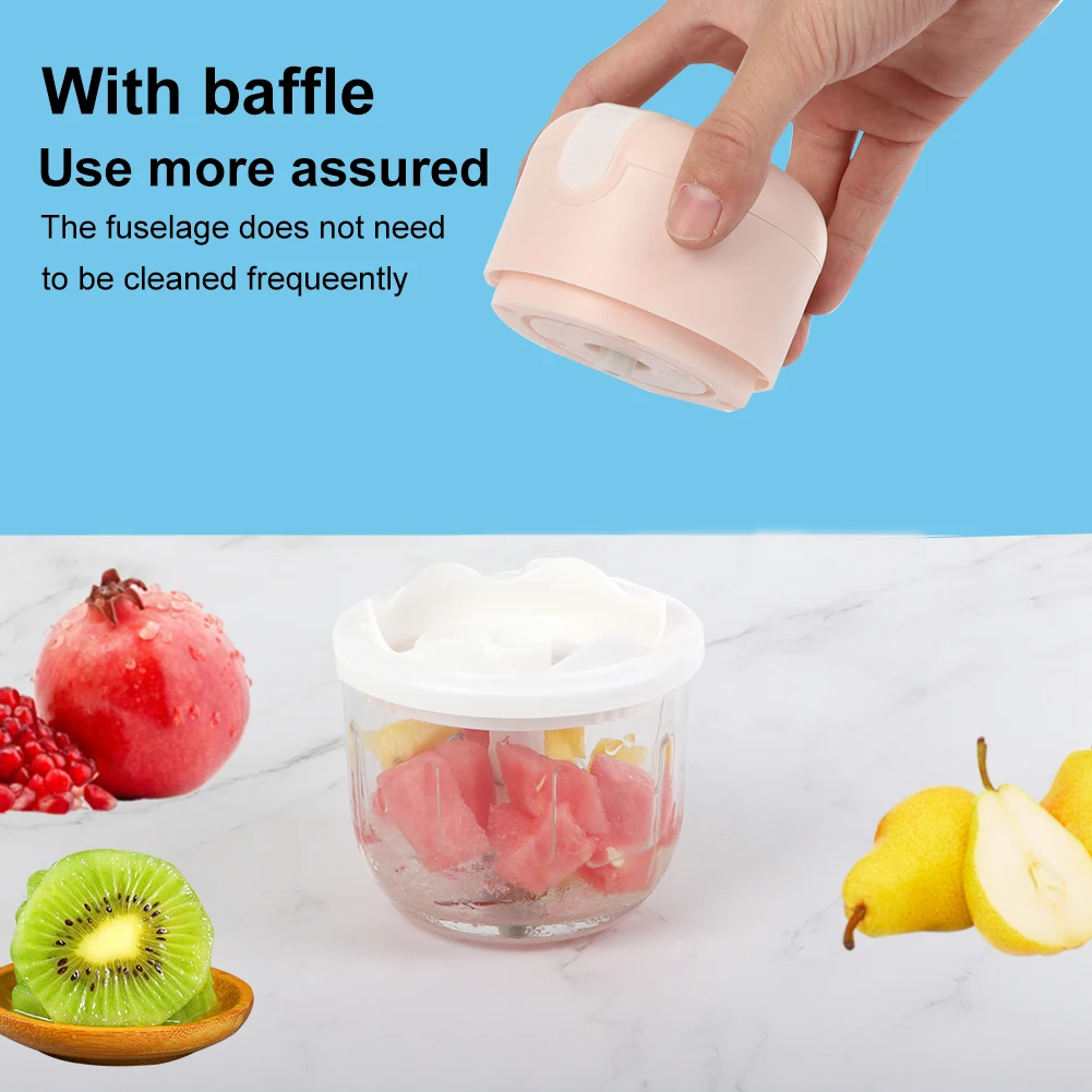 Electric Ice Crusher Mini Garlic Chopper Food Processor USB Rechargeable 300ml Glass Bowl with Lid for Ice Garlic Pepper Chilli garlic chopper