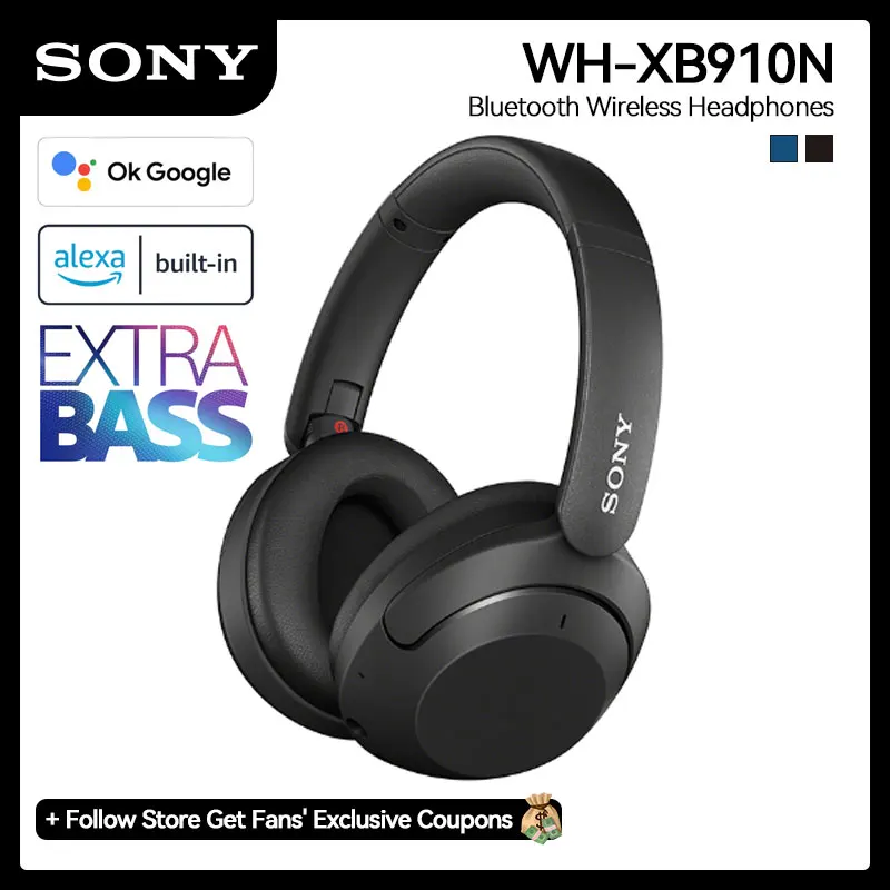 Sony-auriculares inalámbricos WH-XB910N con Bluetooth, cascos con  cancelación de ruido, micrófono de llamada claro, WH XB910N