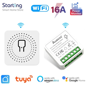 투야 와이파이 DIY 스마트 스위치, 음성 리모컨 차단기, 알렉사, 구글 홈, 얀덱스 앨리스와 작동, 10A, 16A, 2 갱