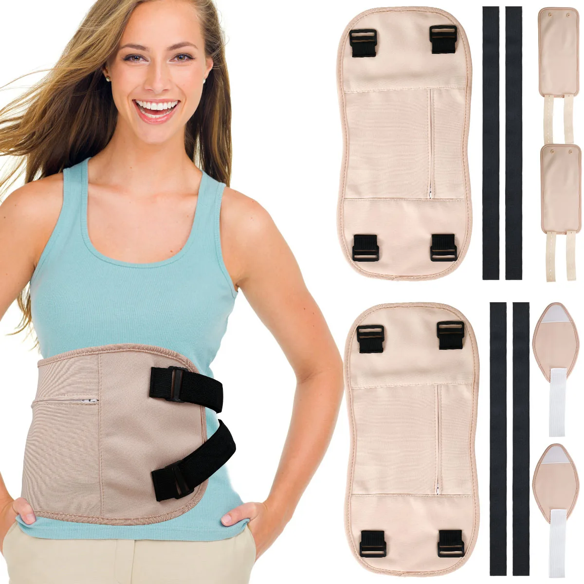 

New 2Pcs Waist Oil Pack Set Washable Reusable Leg Essential Oil Wrap Leak-Proof Oil Pack Wrap with Removable Elastic Straps Soft