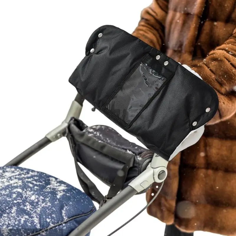 

Pram Hand Warmer Baby Stroller Thick Warm Gloves With Phone Case Winter Anti-Freeze Snowproof Stroller Hand Muff For Pram