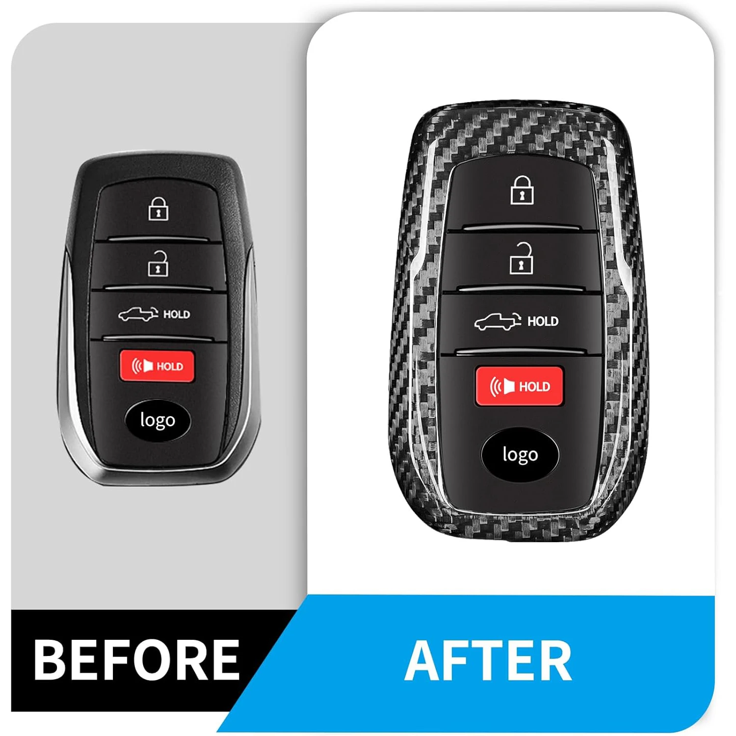 Custodia per Chiave Auto con Motivo in Carbonio per Toyota Sienna III